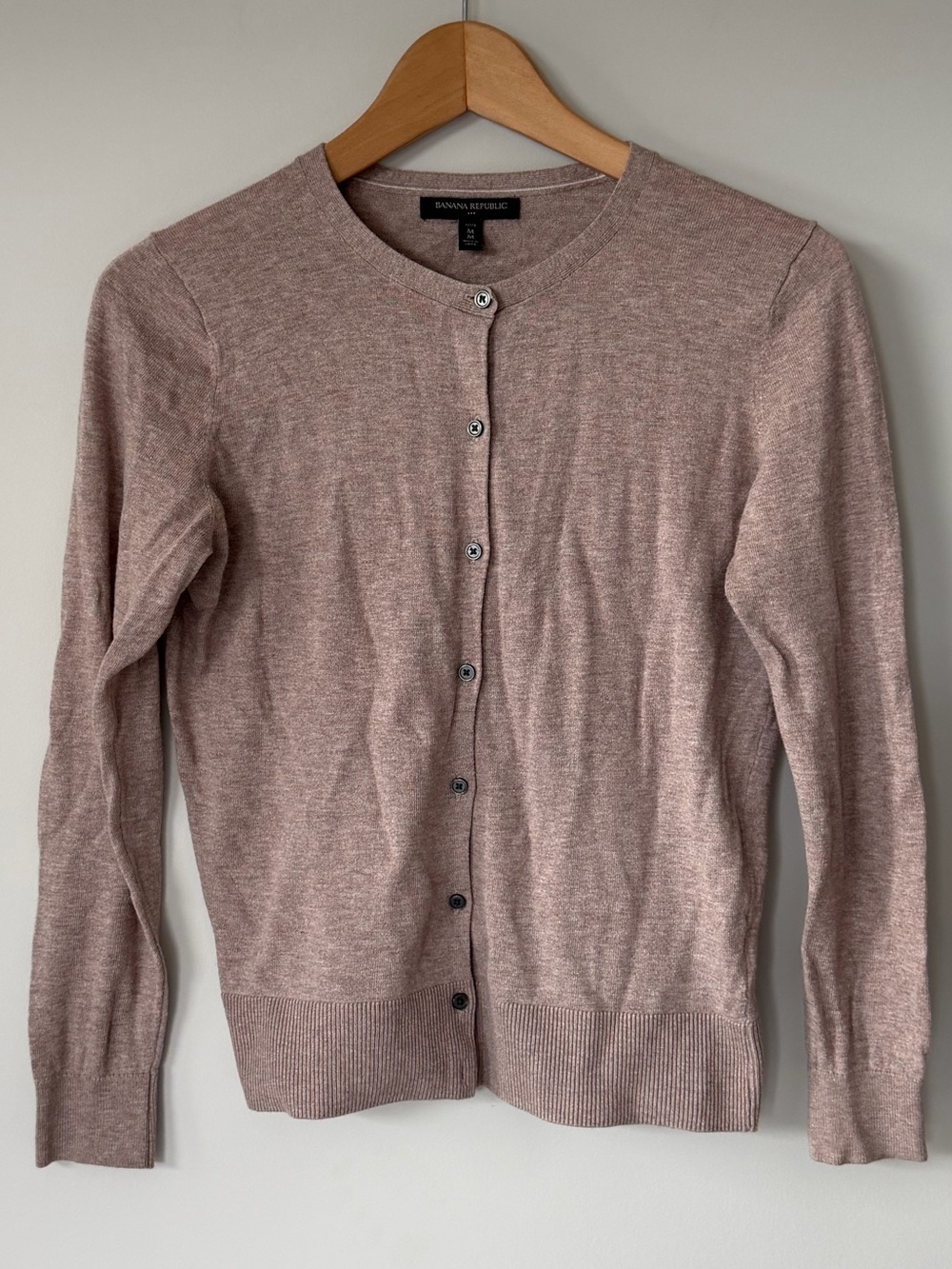 Banana Republic Dusty Rose Crewneck Button Cardigan